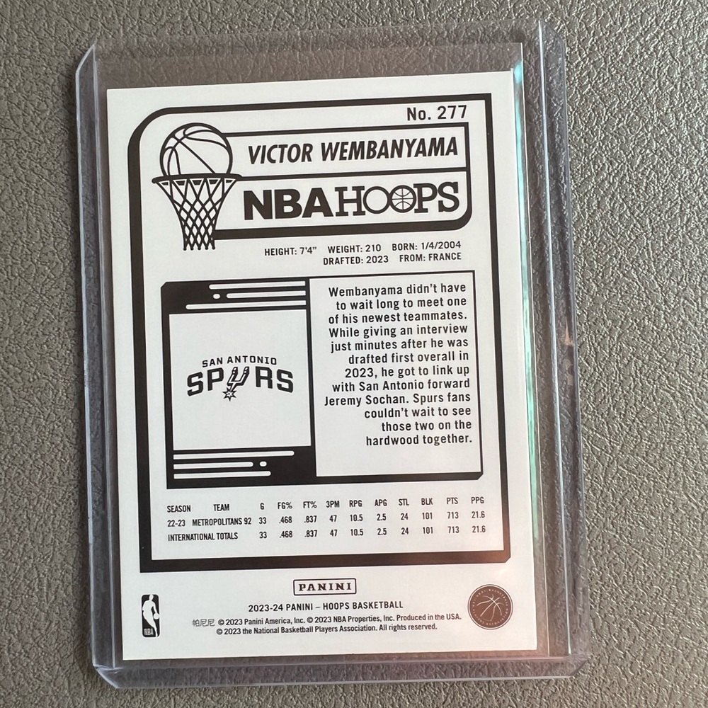 Perfect condition NBA hoops No. 277 Victor Wembanyama mint condition